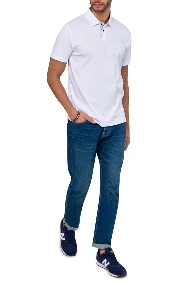 Slim Fit Solid Short Sleeve Polo, Alternate, color, WHITE