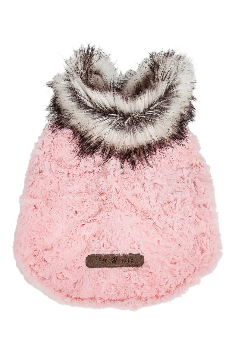 Luxe Pinkachew Charming Fashion Mink Faux Fur Dog Coat - Large, Alternate, color, LIGHT PINK