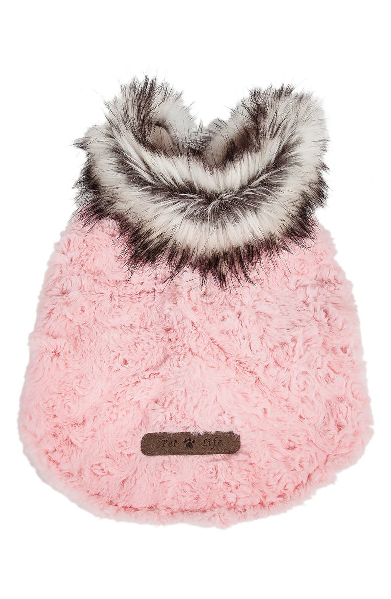 PET LIFE Luxe Pinkachew Charming Fashion Mink Faux Fur Dog Coat - Large, Alternate, color, Light Pink