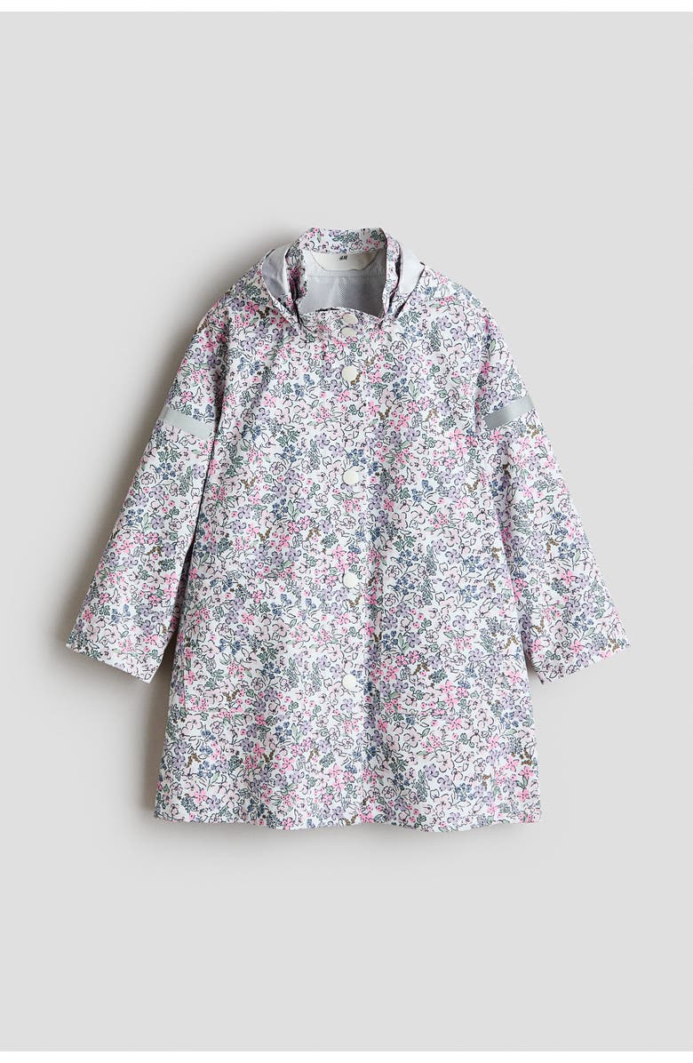 H&M 2.5-layer rain jacket, Main, color, White/Floral