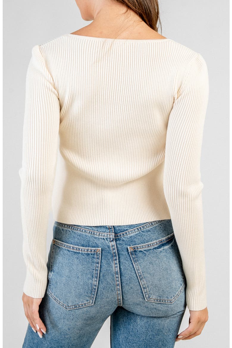 Slit Front Rib Sweater, Alternate, color, CREAM