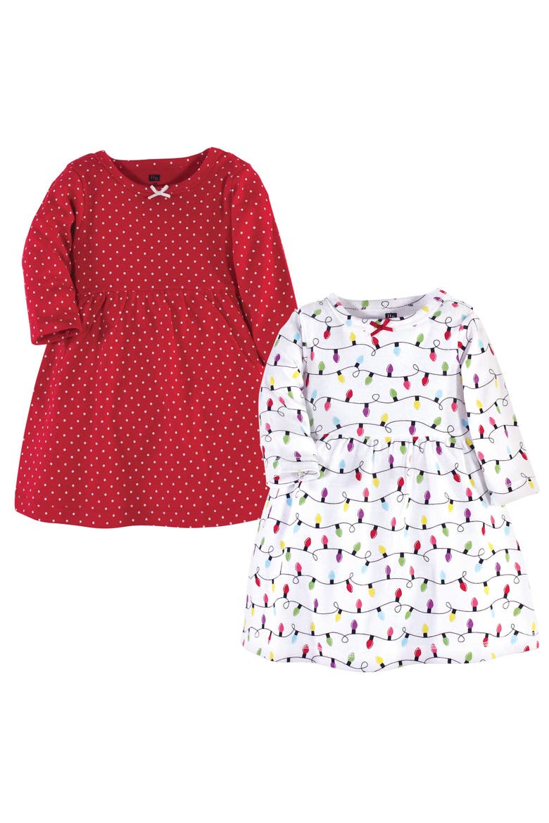 Double Pack of Long-Sleeve Dress, Main, color, Christmas Lights