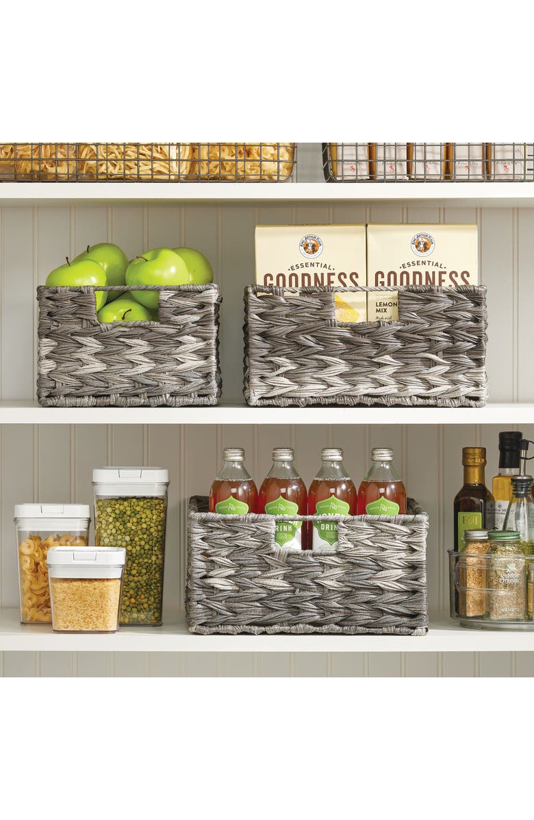 mDesign Woven Farmhouse Pantry Food Storage Bin Basket Box, 6 Pack, Alternate, color, Gray Ombre