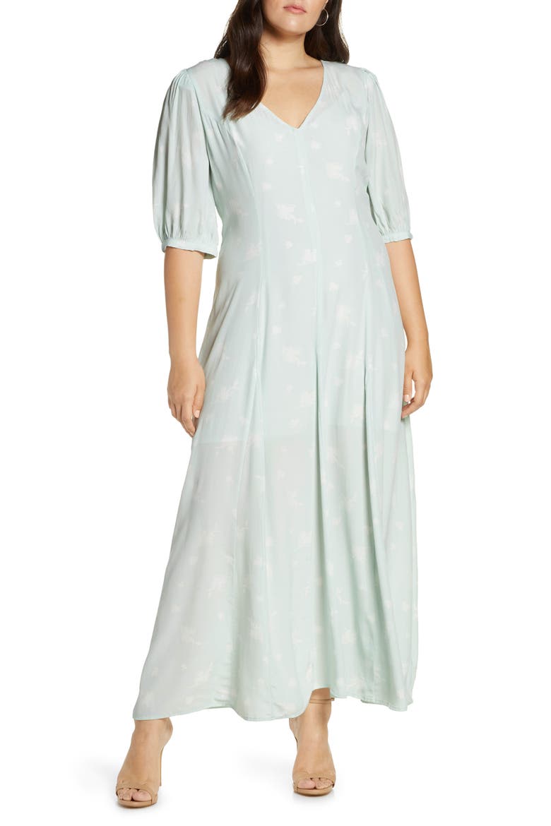 Print Dress (Nordstrom Exclusive), Alternate, color, TEAL CHALK ETCH FLOWERS