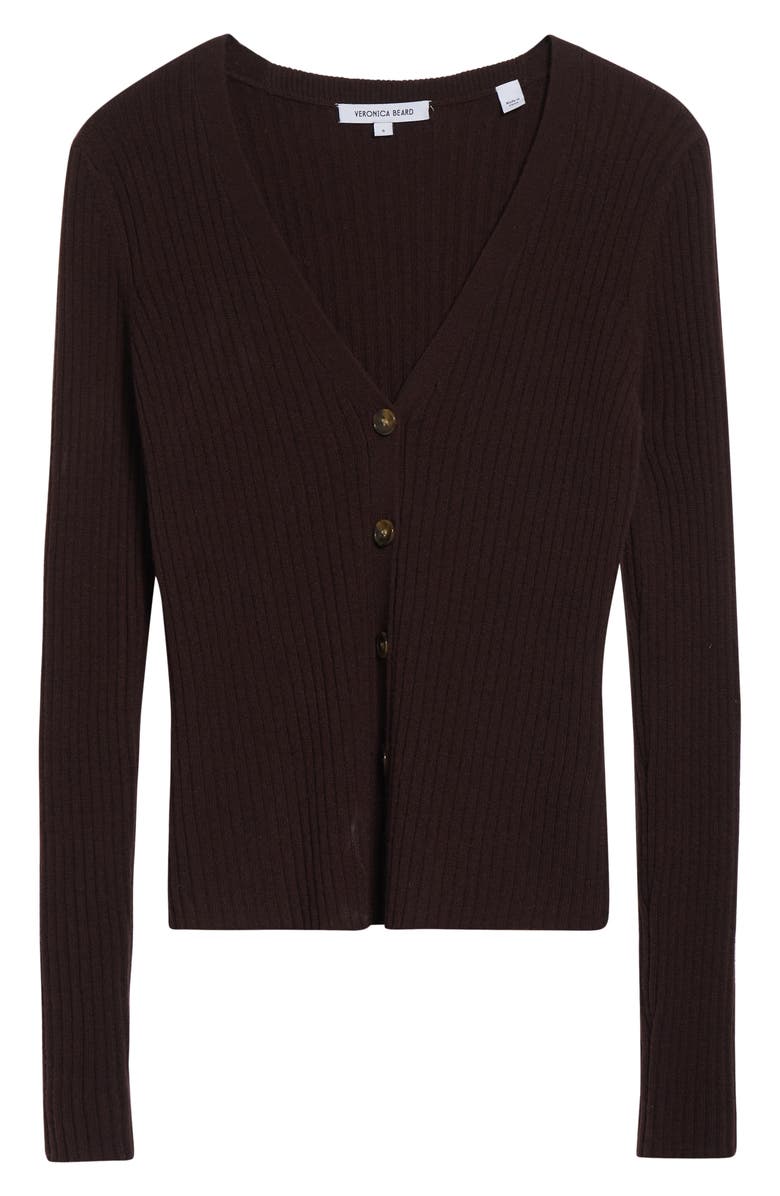 Veronica Beard Thelma Cashmere Rib Cardigan, Alternate, color, Dark Currant