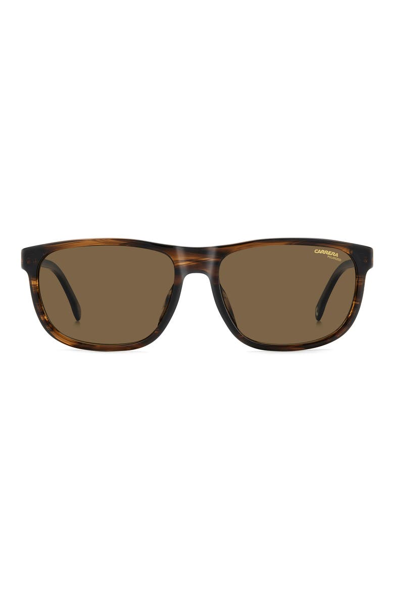 C Flex 58mm Polarized Rectangle Sunglasses, Main, color, BROWN HORN