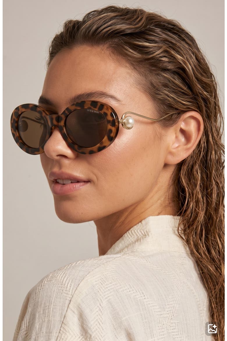 Arielle 50mm Small Oval Sunglasses, Alternate, color, TORTE/ BROWN