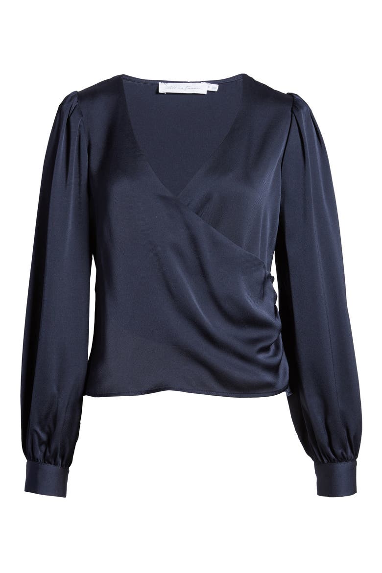 Long Sleeve Faux Wrap V-Neck Top, Alternate, color, PARISIAN NIGHT