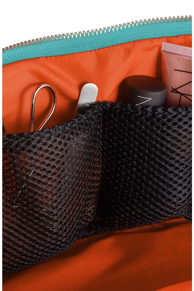 Signature Makeup Bag, Alternate, color, SEA GREEN/ BRIGHT ORANGE