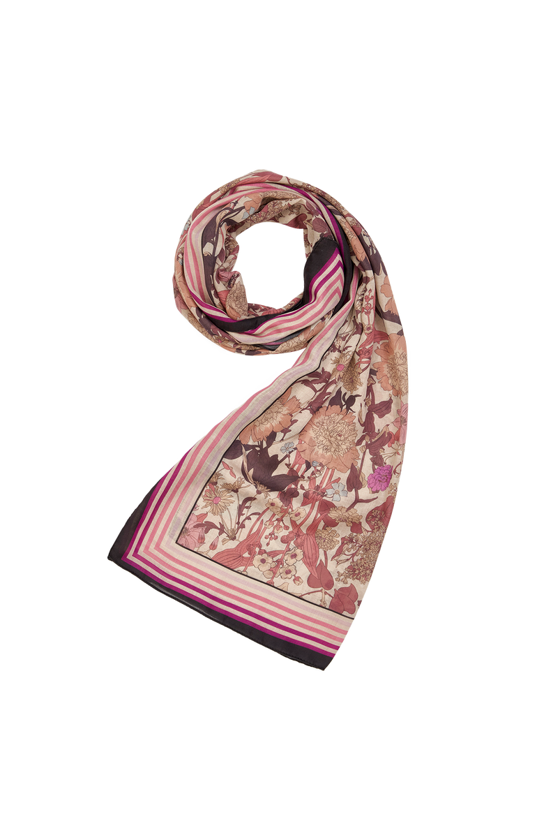 Deco Blooms Candy Stripe Border Midweight Scarf, Main, color, Pink
