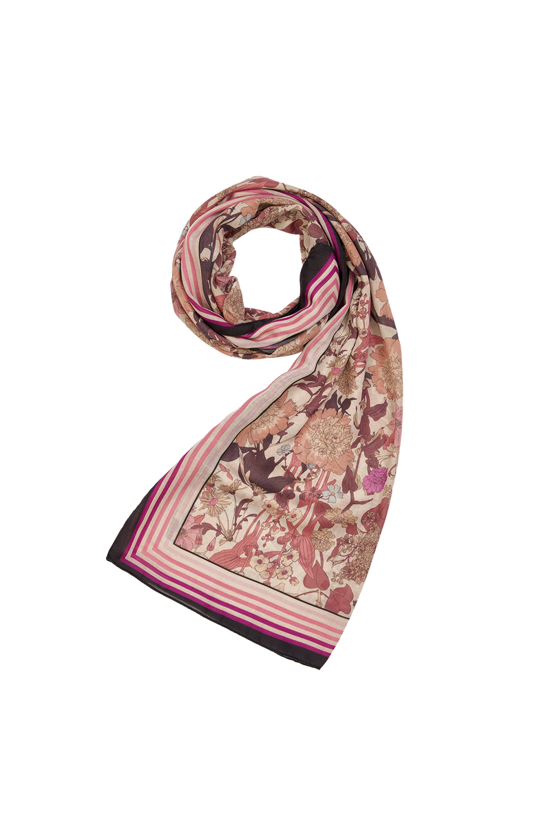Fable England Deco Blooms Candy Stripe Border Midweight Scarf, Main, color, Pink