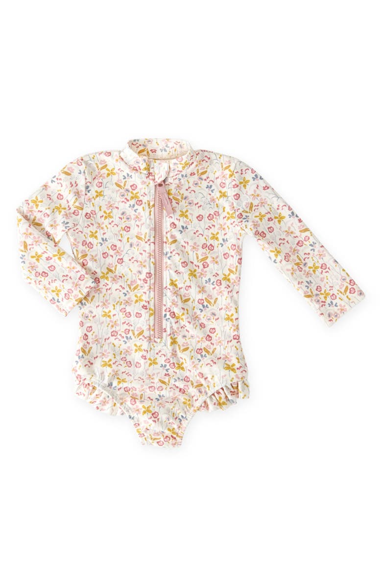 Pehr Kids' Long Sleeve One-Piece Rashguard Swimsuit, Main, color, Floret