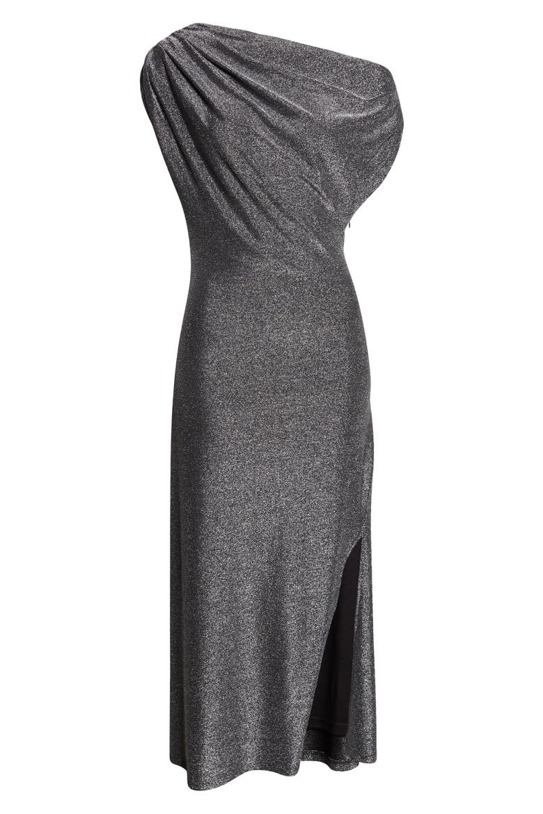 Chet Rocker Metallic One-Shoulder Maxi Dress, Alternate, color, SILVER KNIT