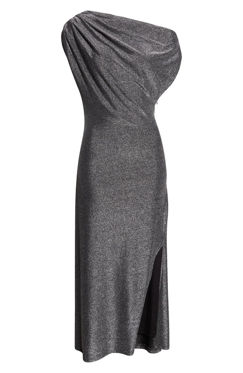 Ramy Brook Chet Rocker Metallic One-Shoulder Maxi Dress, Alternate, color, Silver Knit