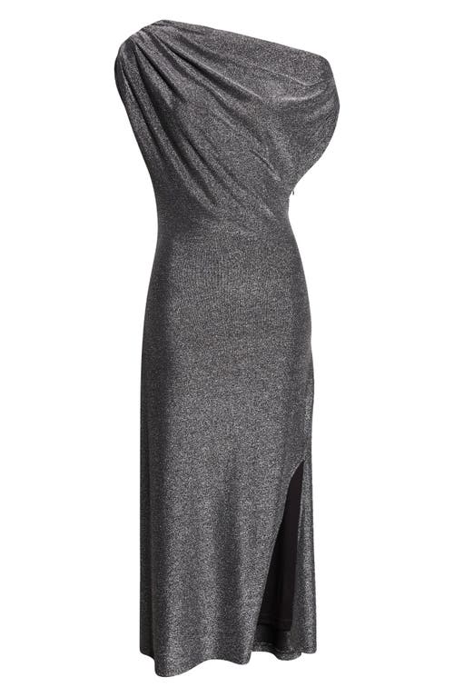 Ramy Brook Chet Rocker Metallic One-shoulder Maxi Dress In Gray
