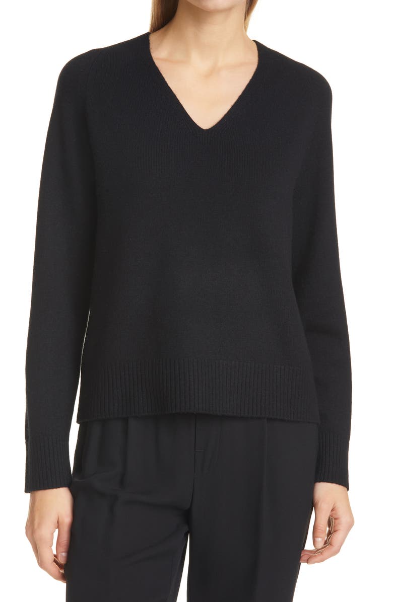 Vince V-Neck Ribbed Wool & Cashmere Blend Sweater, Main, color,