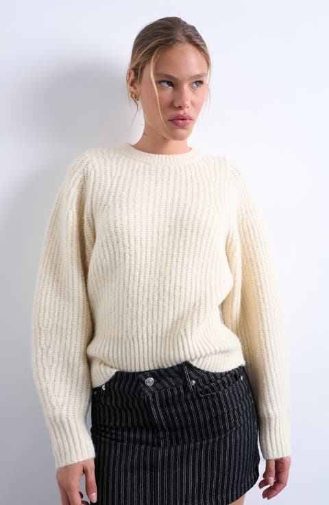 Rib Puff Sleeve Sweater