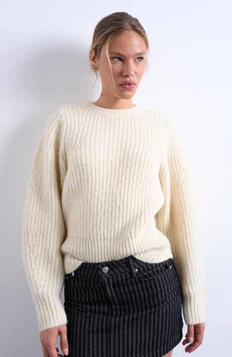 Topshop Rib Puff Sleeve Sweater