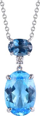 Kahn High Jewelry Swiss Blue & London Blue Topaz Necklace with Diamonds