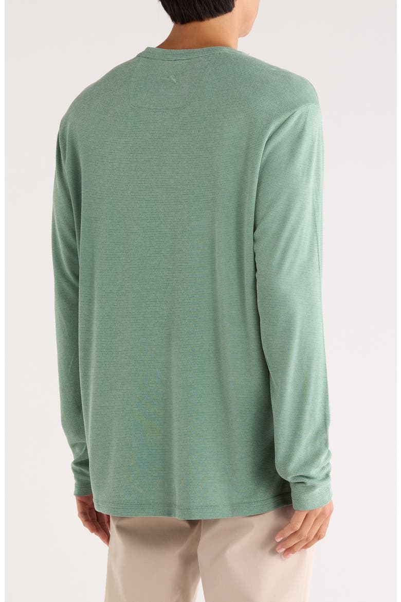 Tranquil Bay Stripe V-Neck Long Sleeve T-Shirt, Alternate, color, BONSAI