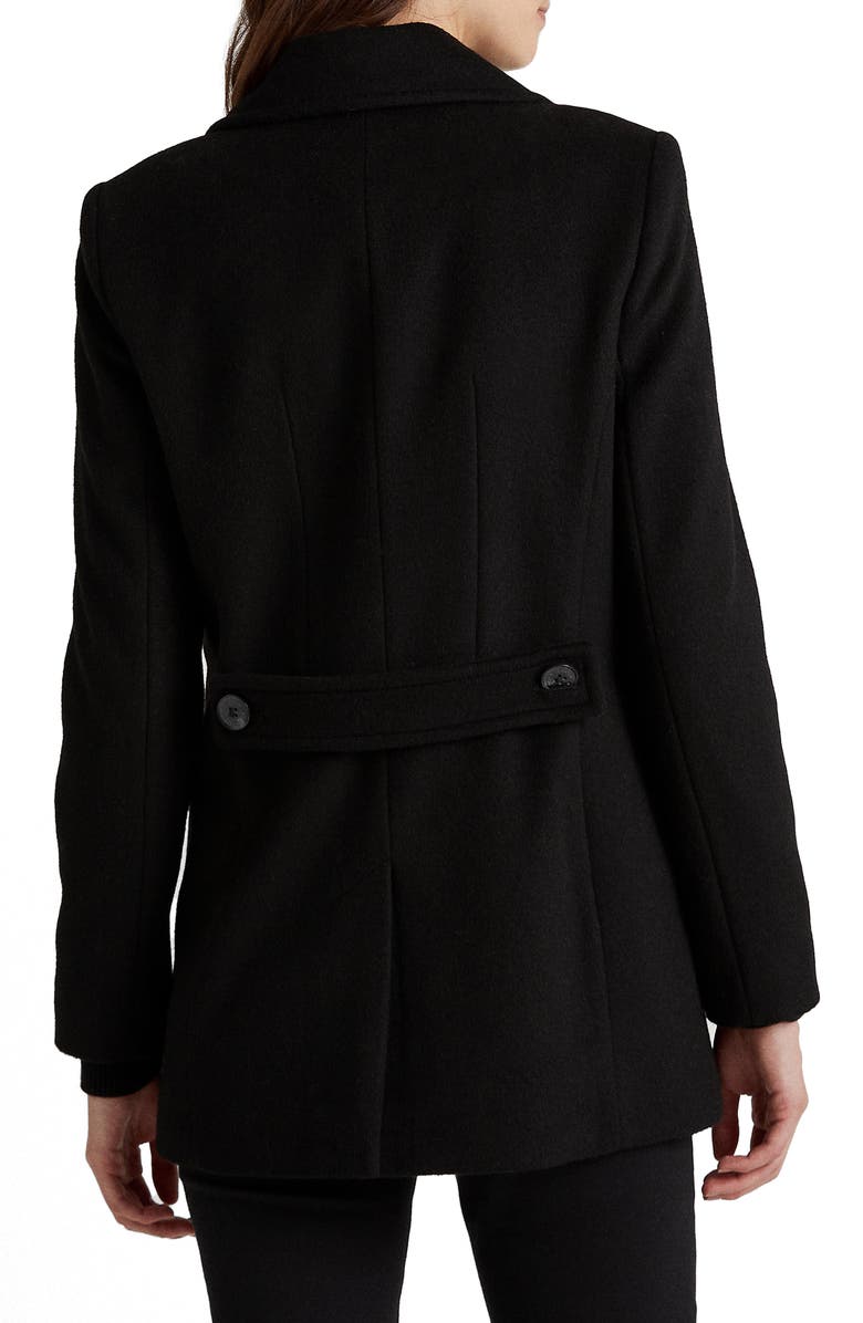 Lauren Ralph Lauren Double Breasted Wool Blend Peacoat, Alternate, color,