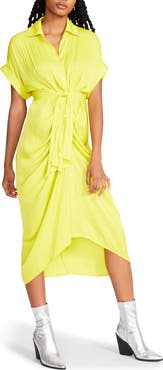 Steve Madden Tori Tie Waist Satin Midi Shirtdress
