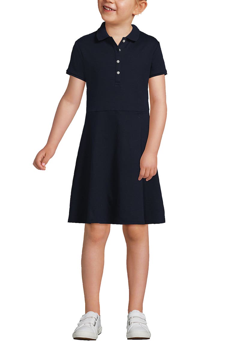 Girls Short Sleeve Interlock Polo Dress, Main, color, Classic Navy