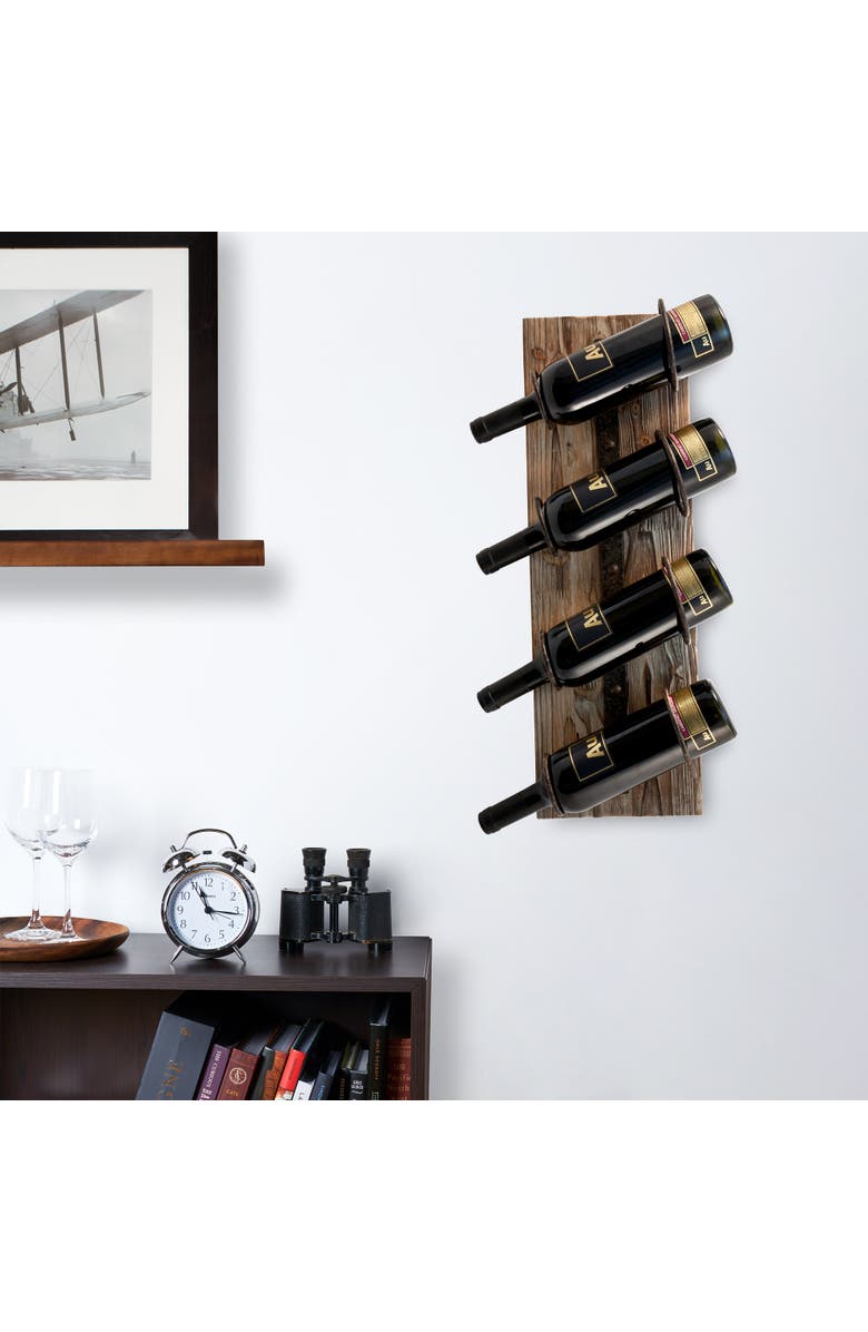 TWINE Wall Mounted Metal & Wood 4-Bottle Wine Rack, Alternate, color, Wood