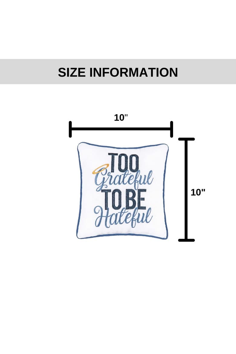 Too Grateful Embroidered Small Petite Throw Pillow, 10" x 10", Alternate, color, Blue