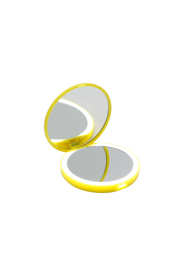 Belle Compact Mirror with LED and Wireless Charging Base, Alternate, color, Yellow