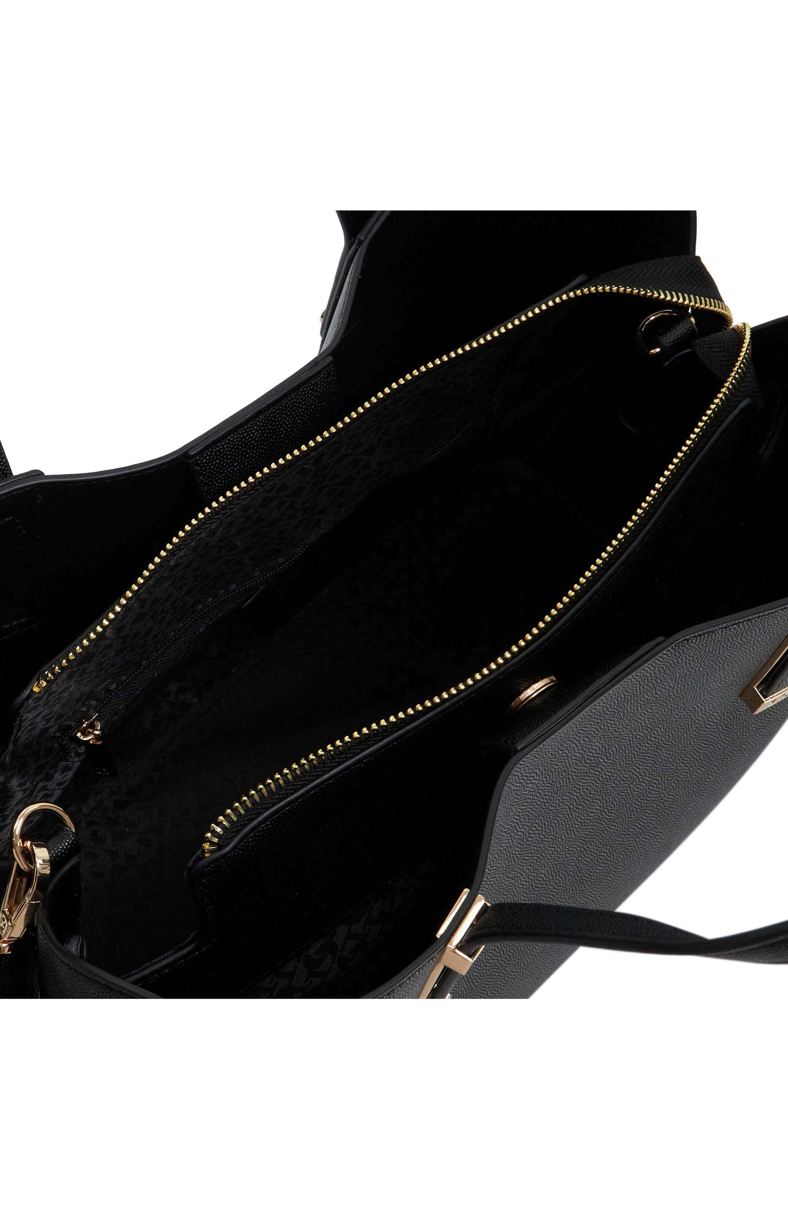 Dorrie Faux Leather Tote, Alternate, color, BLACK