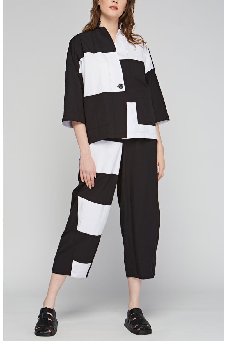 Thessaly Poplin Jacket with Horizontal Coupes, Alternate, color, Black