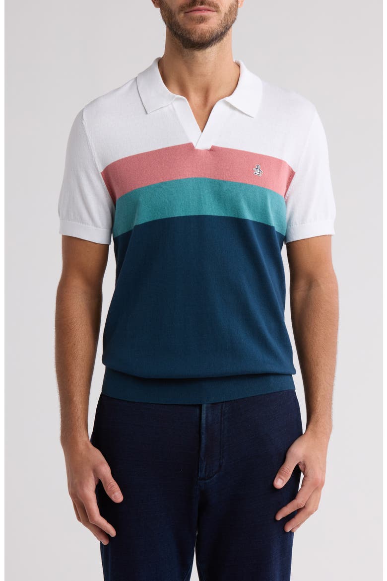 Stripe Cotton Jersey Polo, Main, color, BLUE WING TEAL