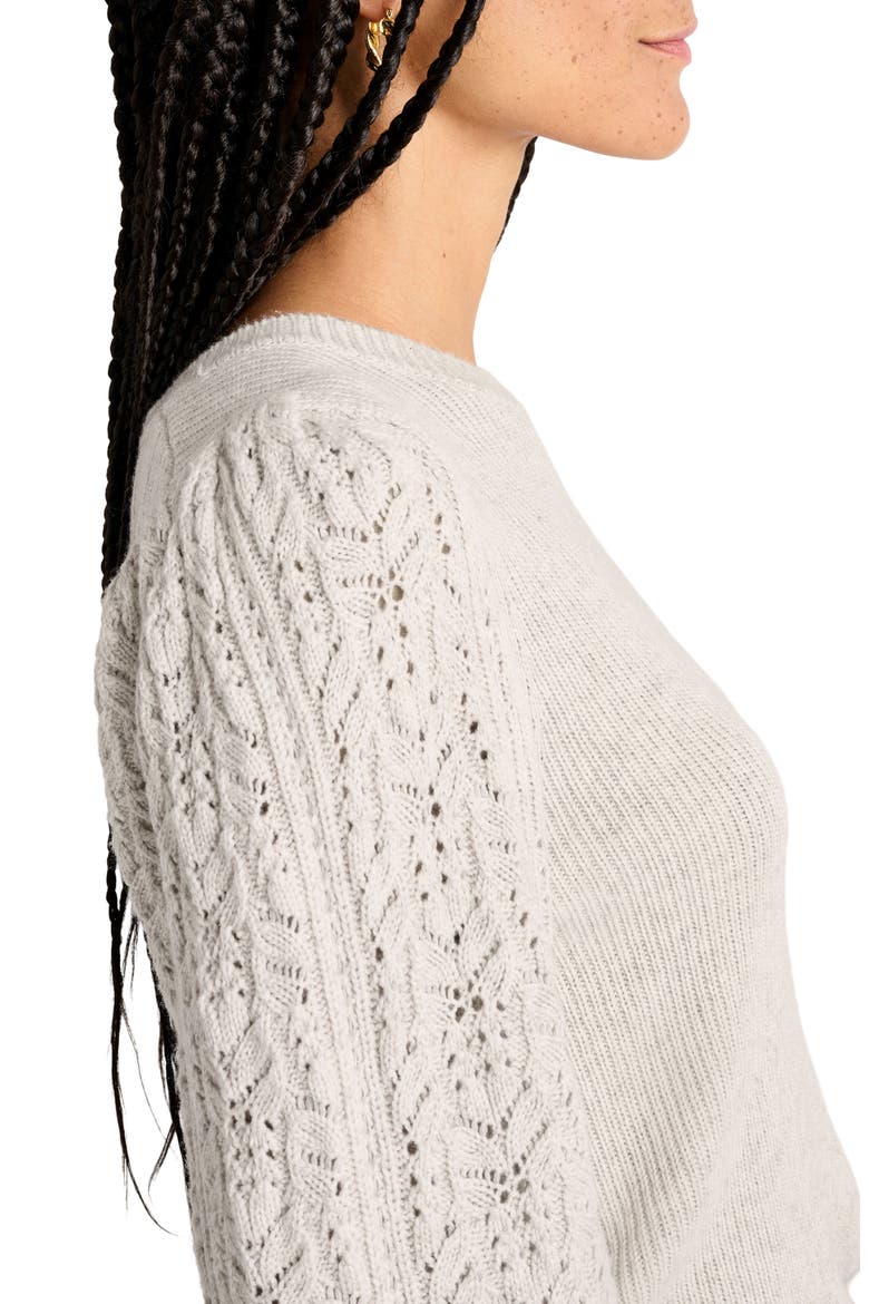 Phoebe Pointelle Sweater, Alternate, color, OAT HEATHER