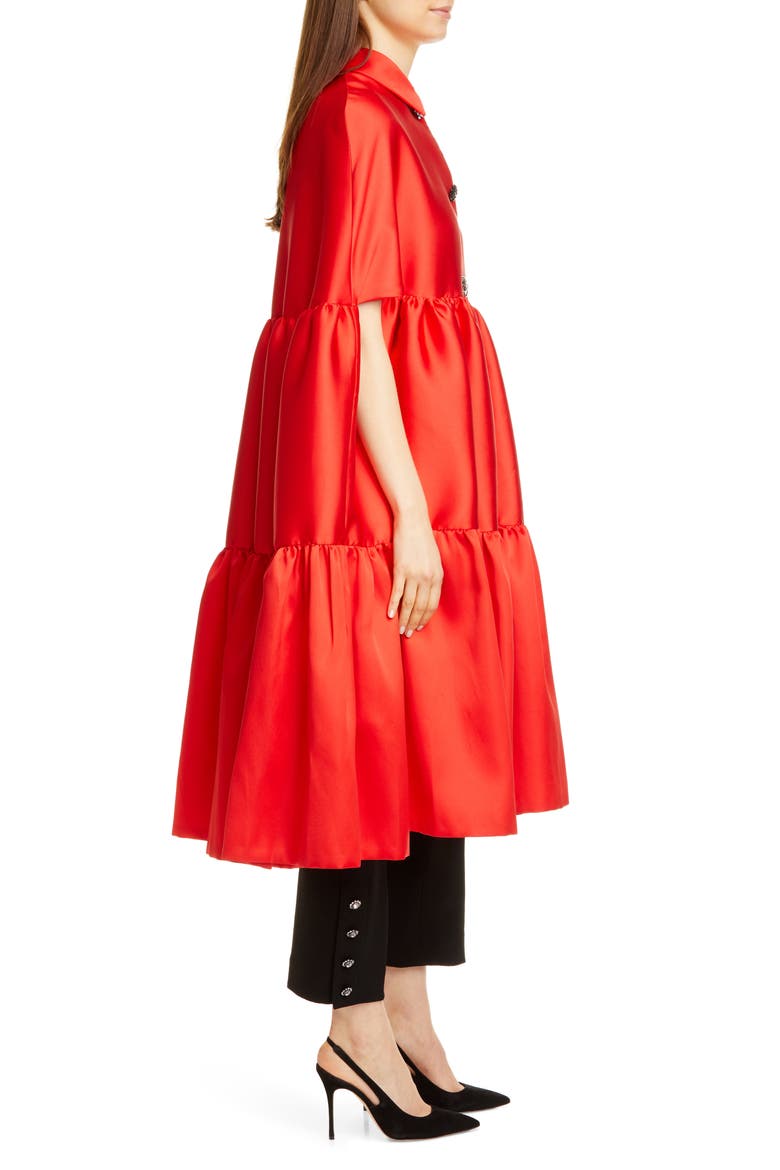Tiered Satin Cape, Alternate, color, SCARLET