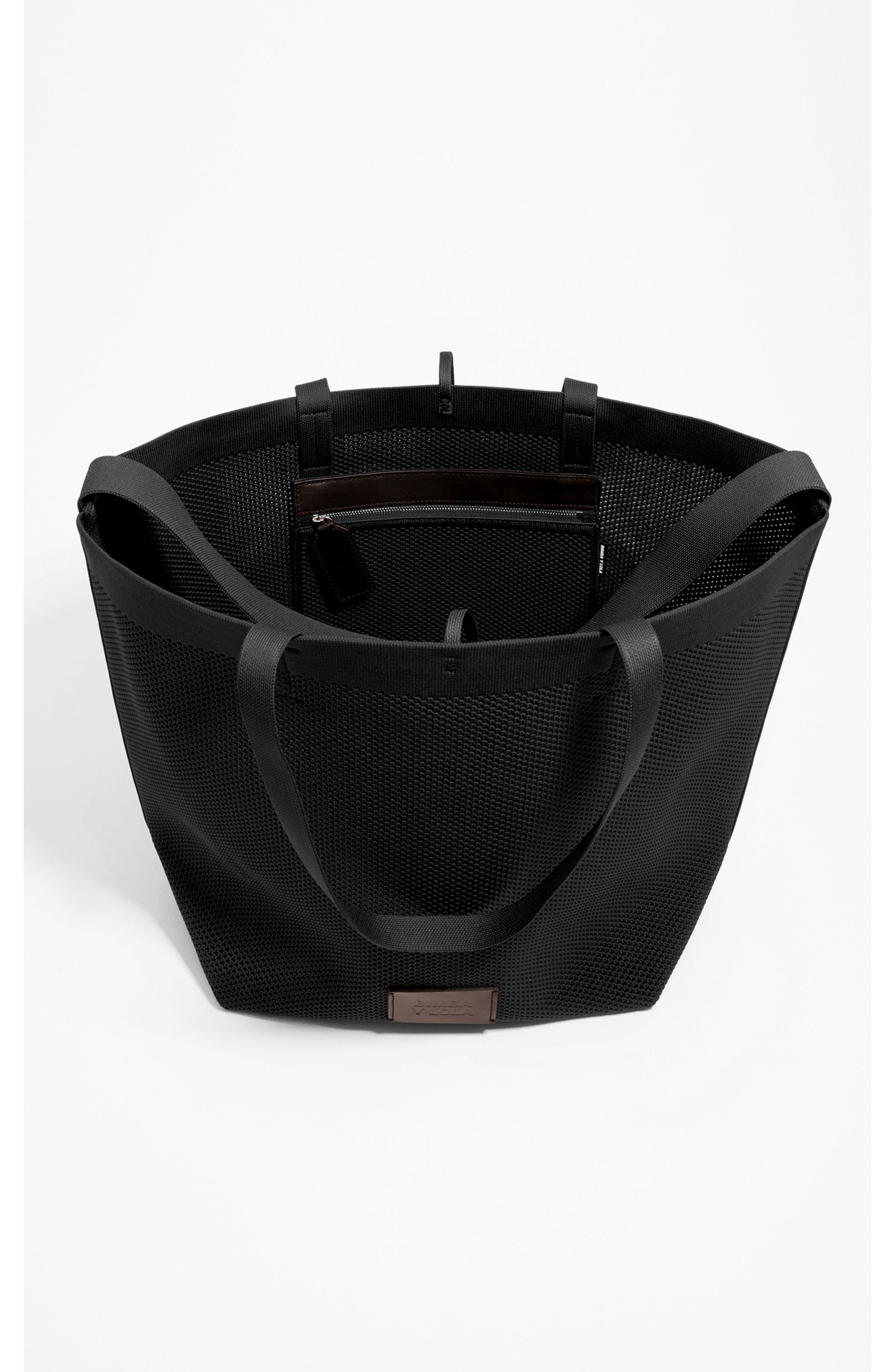 Bimba y Lola Large Flyknit Shopper Bag, Alternate, color, Black