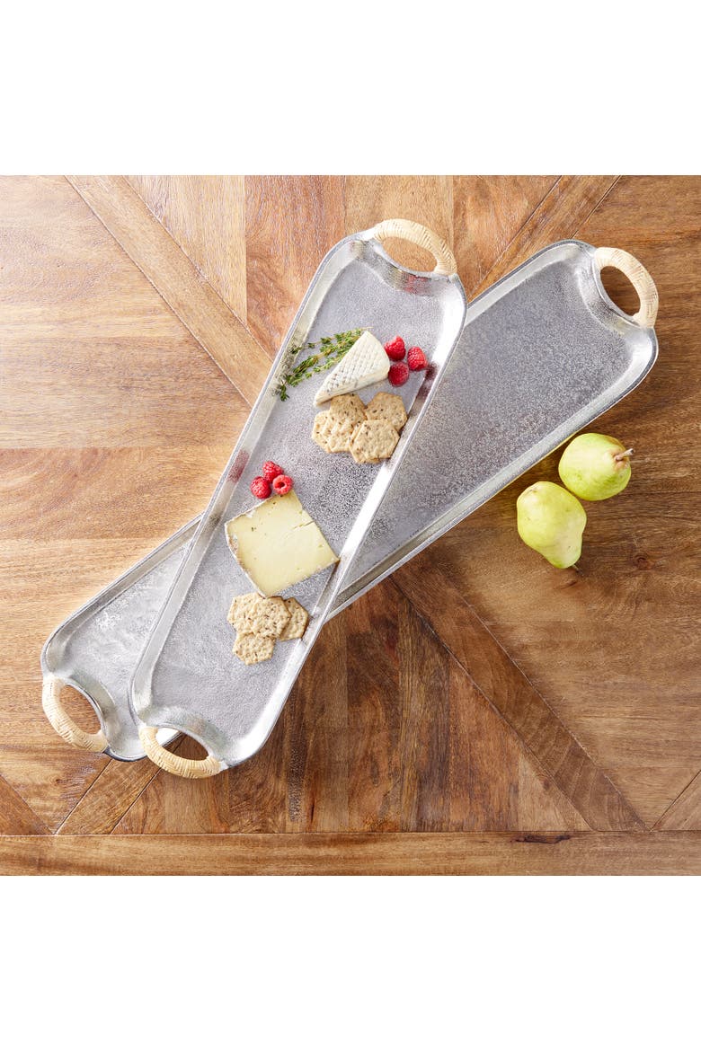Helena Decorative Long Trays Set of 2, Alternate, color, Silver