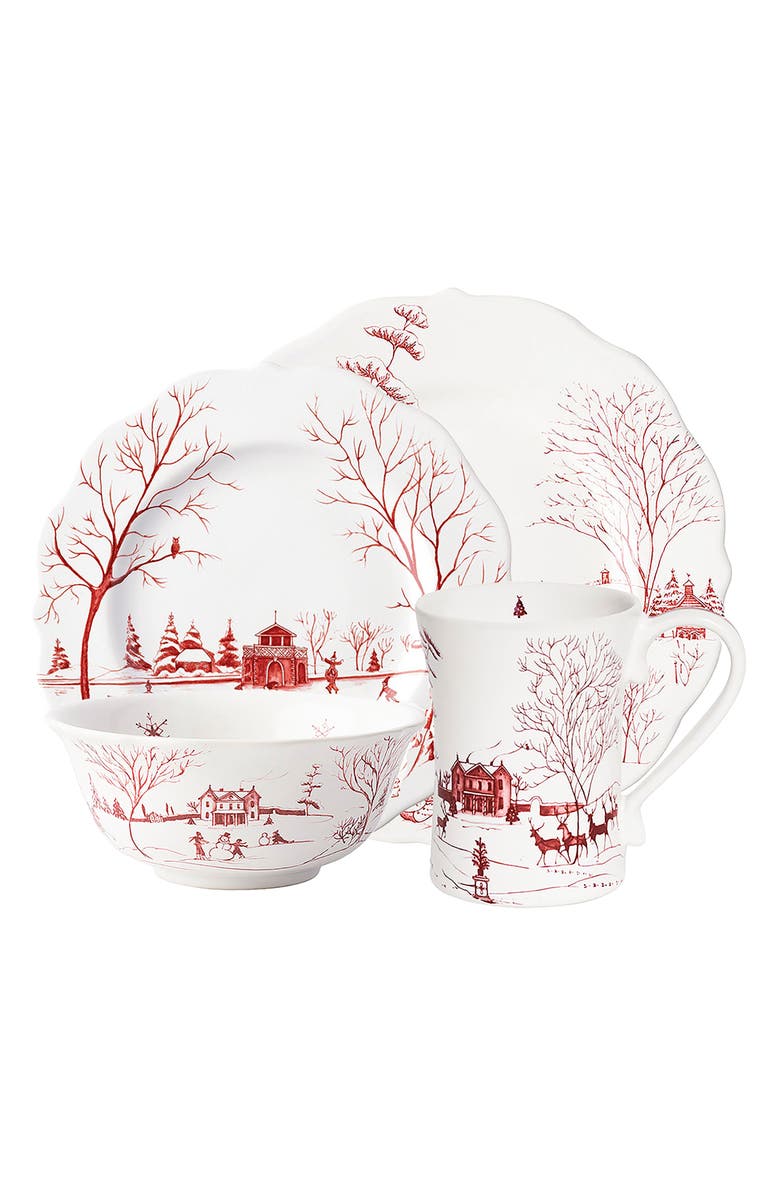 Juliska Country Estate Winter Frolic 4-Piece Dinnerware Set, Main, color, Ruby