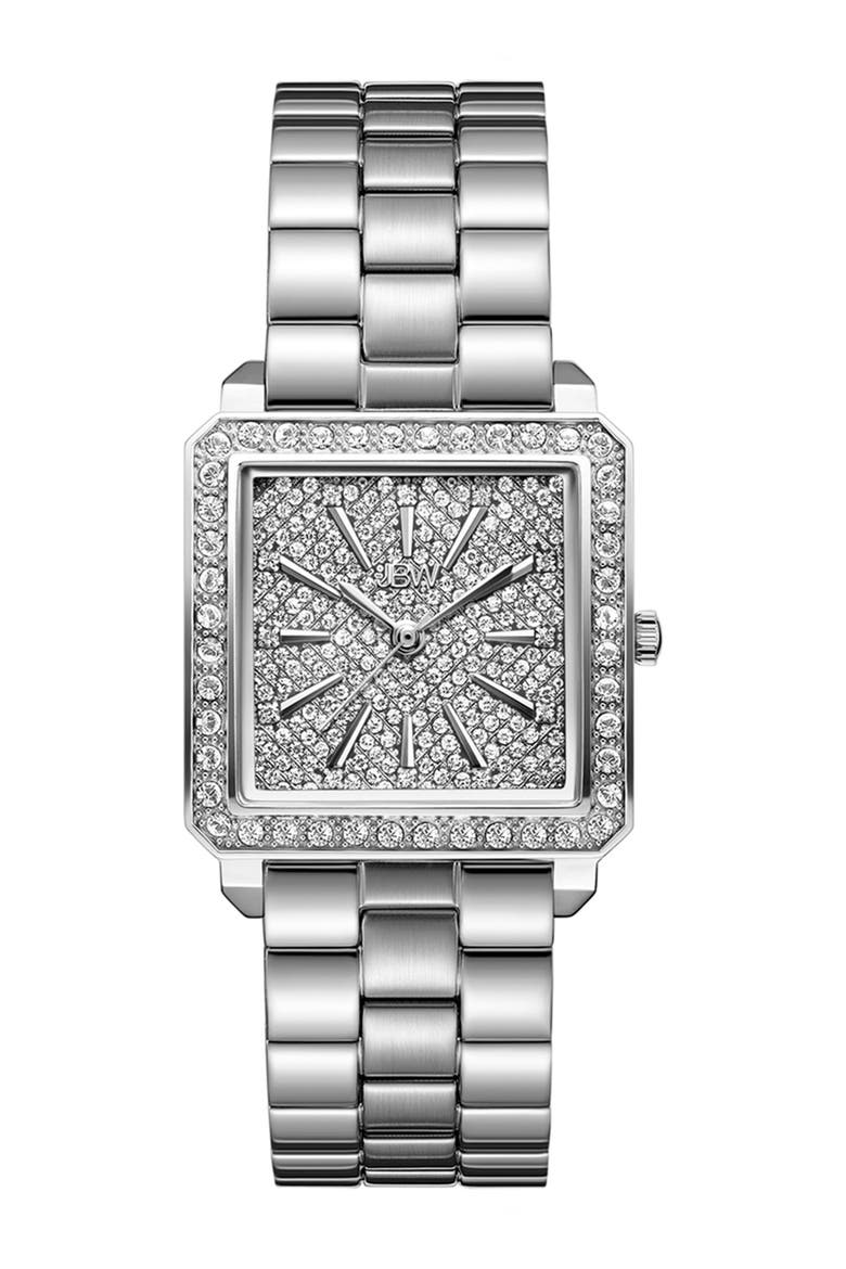 Cristal Diamond Bracelet Watch & Bangle Set, 28mm, Alternate, color, SILVER
