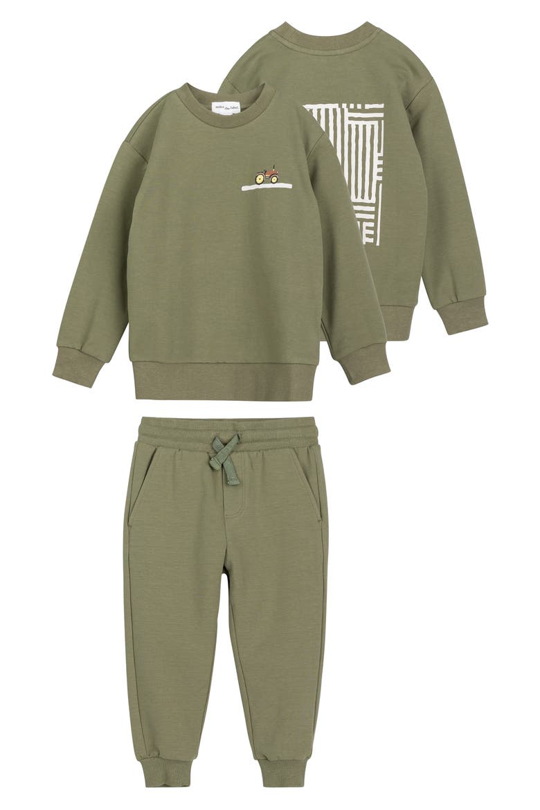 Corn Maze Print Cotton French Terry Graphic Sweatshirt & Joggers Set, Main, color, GREEN DUSTY