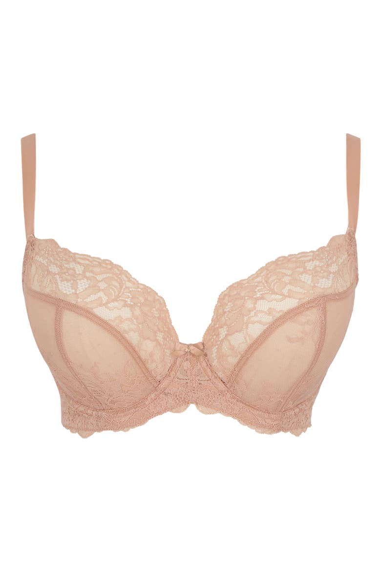 Ana Underwire Stretch Lace Plunge Bra, Alternate, color, HONEY