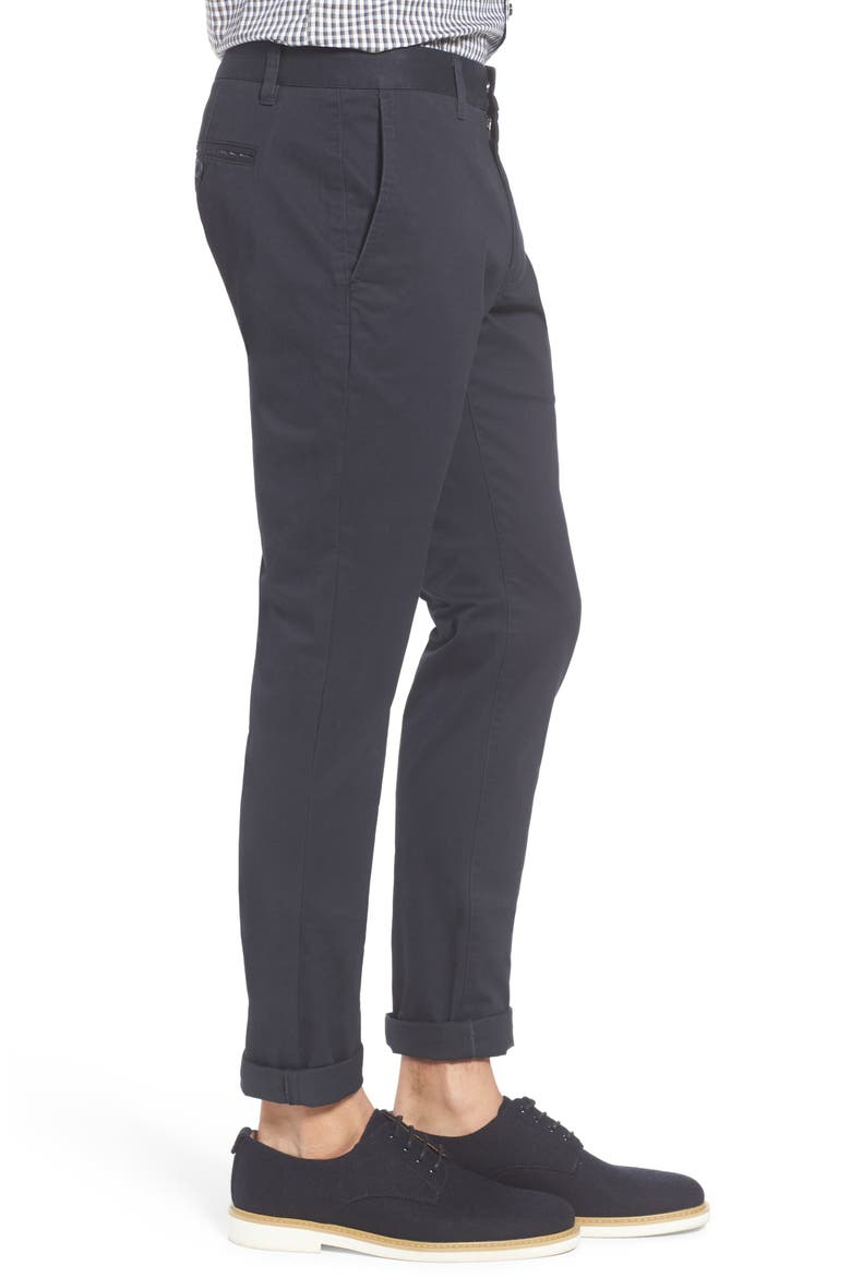 Tailored Fit Washed Stretch Cotton Chinos, Alternate, color, JET BLUES