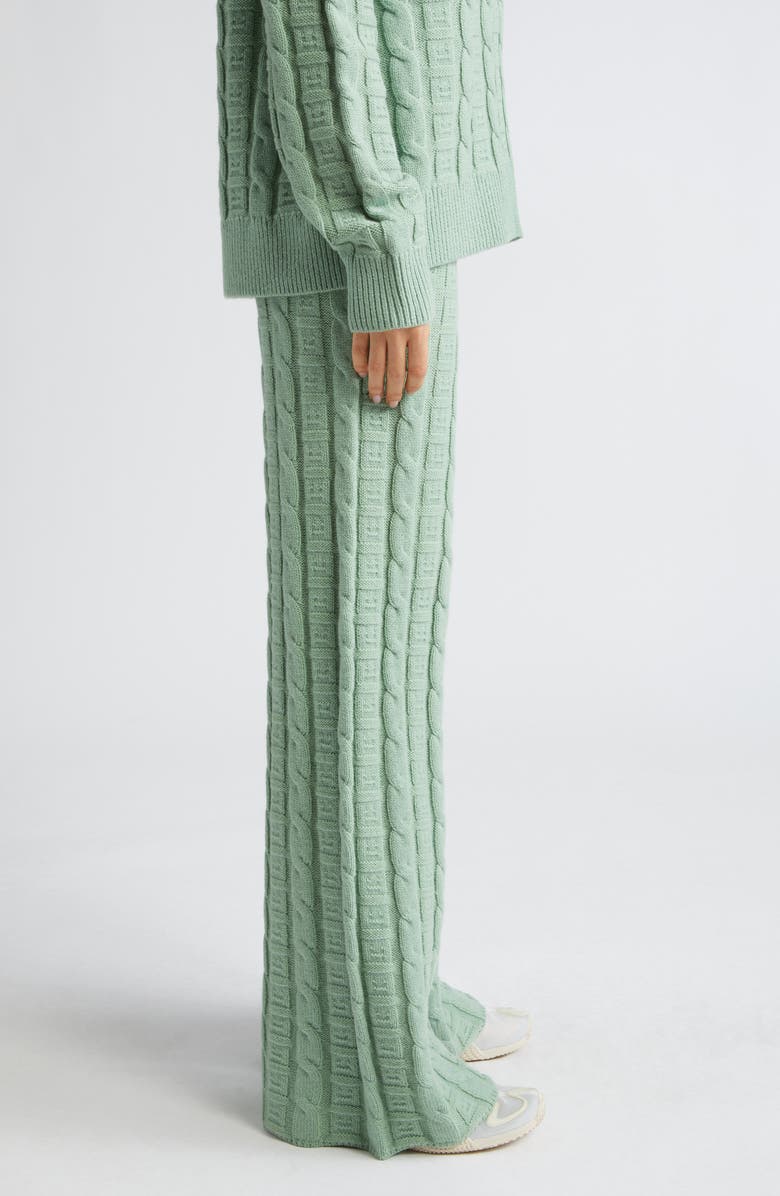 Acne Studios Kong Face Logo Cable Knit Wool Blend Sweater Pants, Alternate, color, 