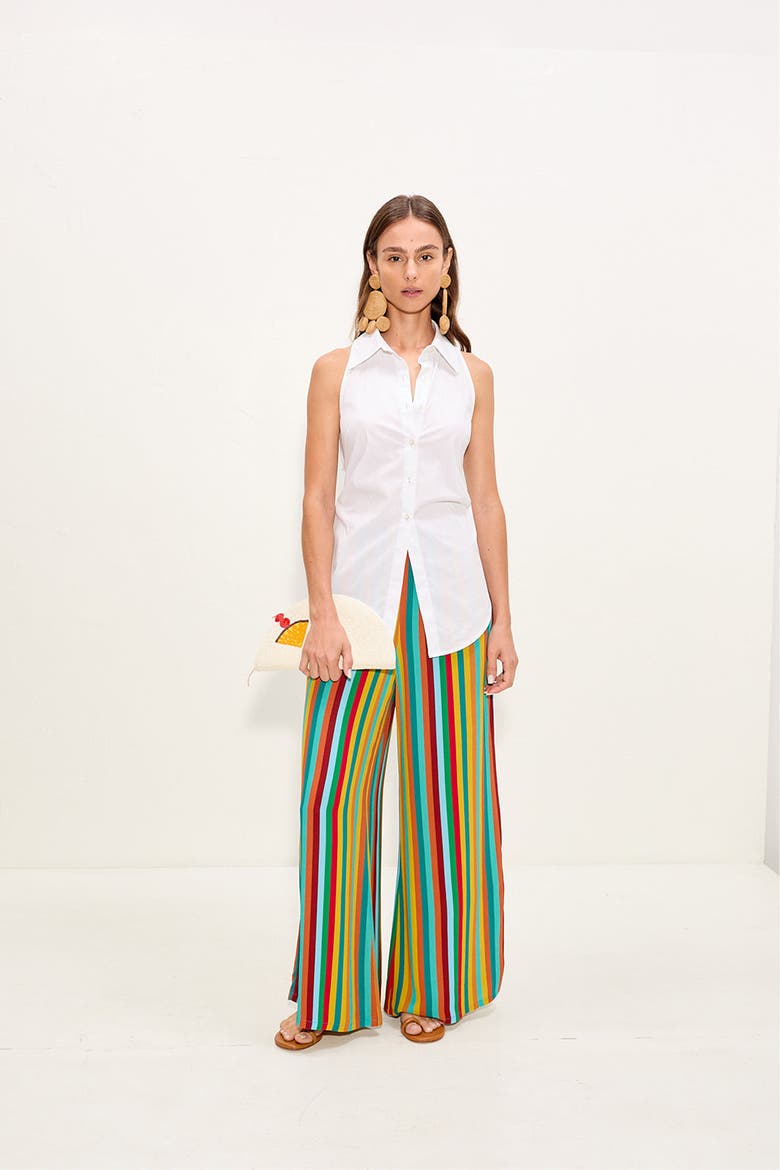 Nella Crepe Wide Leg Pant, Alternate, color, Vibrant Multi Stripe