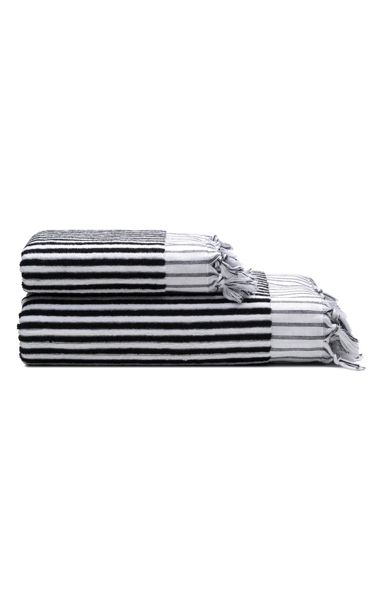 Oliviera Home Stripes Turkish Cotton Terry Towel Bundle, Alternate, color, Black