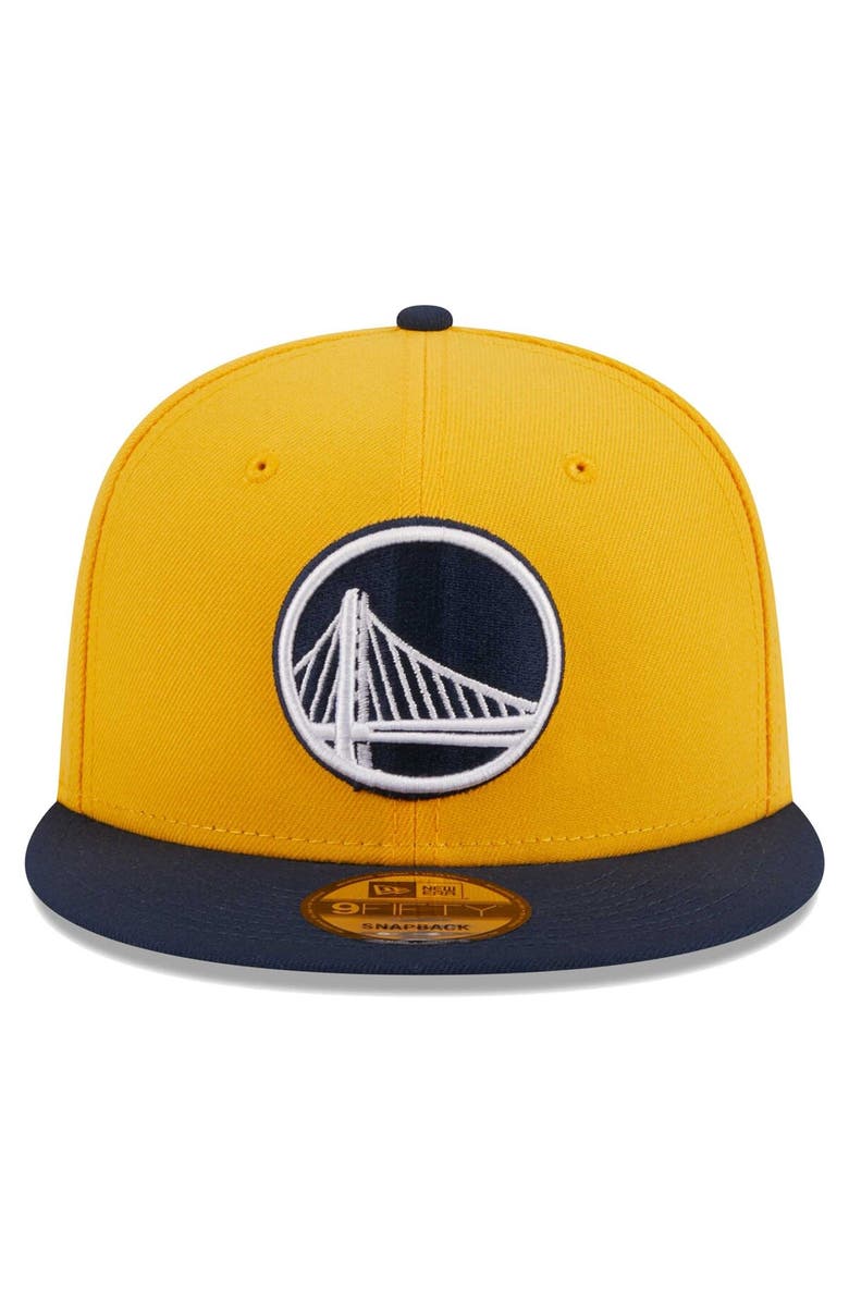 New Era Men's New Era Gold/Navy Golden State Warriors Color Pack 2-Tone 9FIFTY Snapback Hat, Alternate, color, 