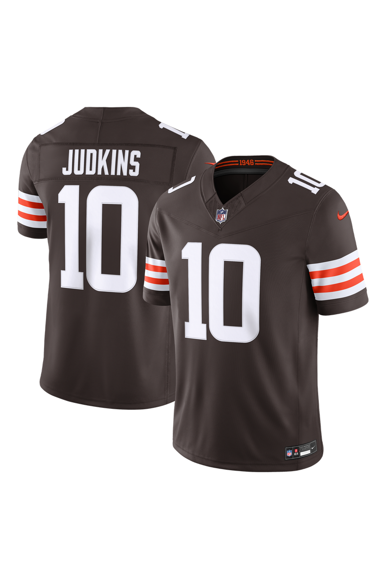 Men's Nike Quinshon Judkins Brown Cleveland Browns Team Vapor F.U.S.E. Stitched Limited Jersey, Main, color, Brown
