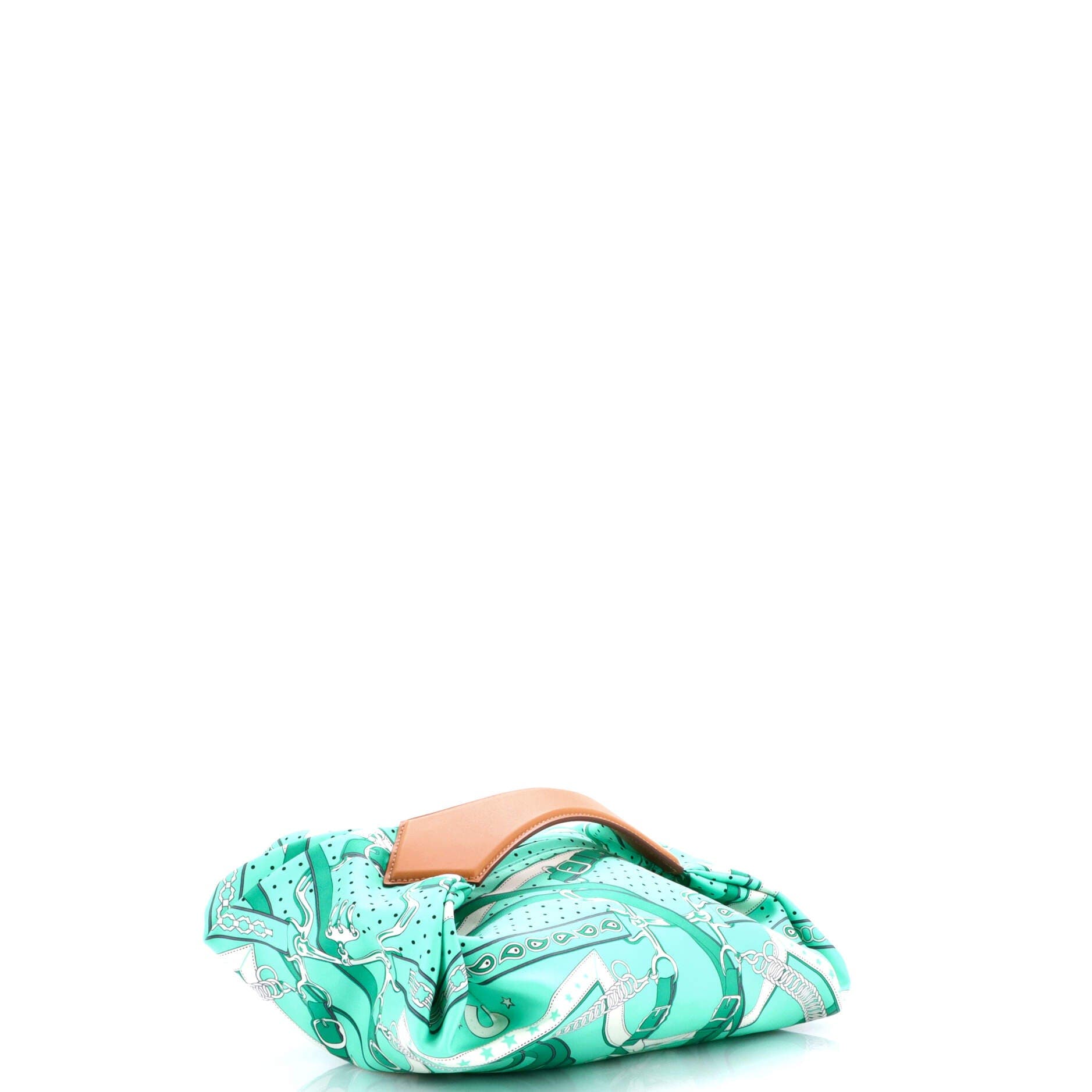 Pre-Owned Hermes Balusoie Bag Printed Silk and Leather, Alternate, color, Vert Comics