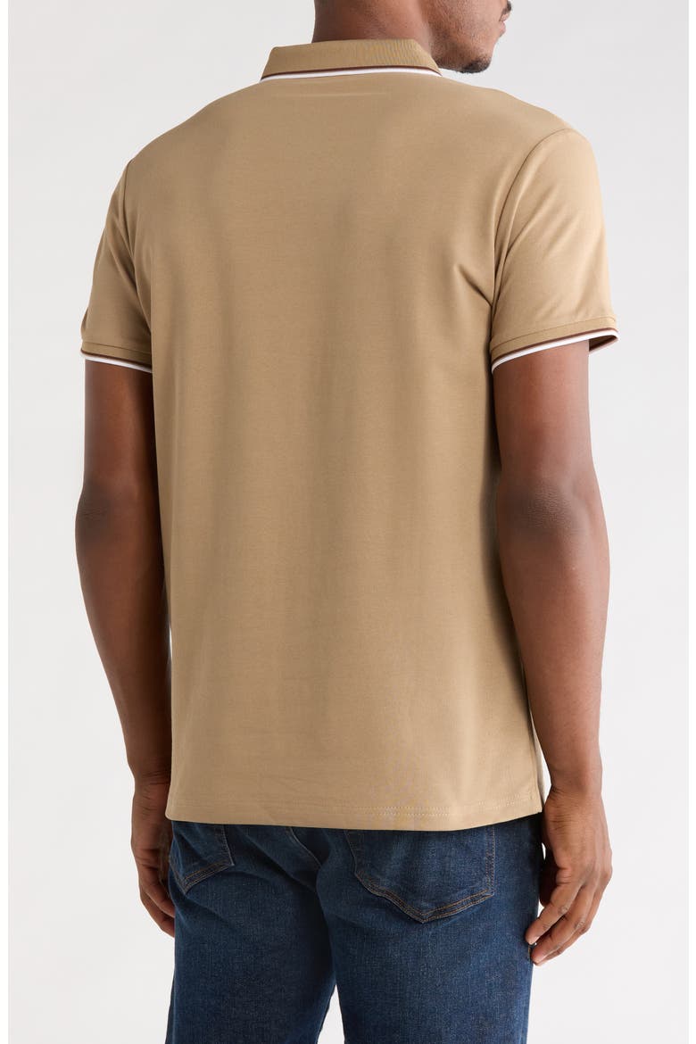Double Stripe Stretch Cotton Polo, Alternate, color, MUSHROOM