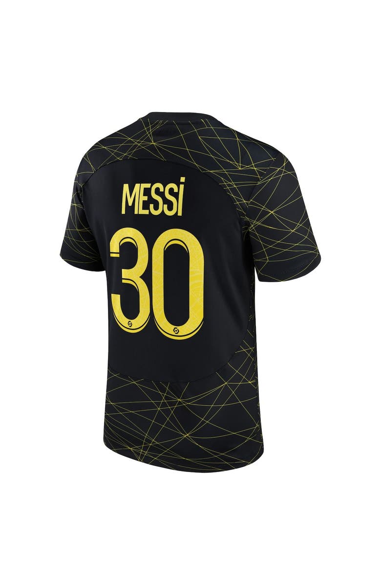 Nike Men's Jordan Brand Lionel Messi Black Paris Saint-Germain 2022/23 Fourth Breathe Stadium Replica Player Jersey, Alternate, color, 